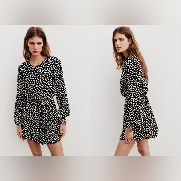 Zara Black & White Polka Dot Mini Dress - Picture 9 of 9